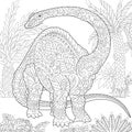 Zentangle brontosaurus dinosaur Royalty Free Stock Photo