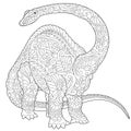 Zentangle brontosaurus dinosaur Royalty Free Stock Photo