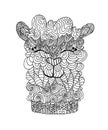 Zentangle coloring book page. Alpaca llama portrait. Coloring page lama antistress in beautiful Doodle cartoon style. Ornament