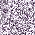 Zentangle coloring page. Doodle seamless pattern in vector. Creative floral background for your design, wrapping paper