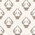 Zentangle deer seamless pattern. Hand Drawn Royalty Free Stock Photo