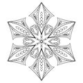 Zentangle elegant snow flake for adult coloring pages. Vector or