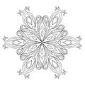 Zentangle elegant snow flake. Vector ornamental winter illustration for decoration, Christmas greeting cards, invitation template