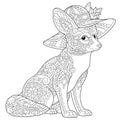 Zentangle fennec fox coloring page