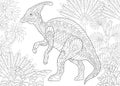 Zentangle hadrosaur dinosaur
