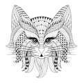 Zentangle Hand drawn Cat face for adult antistress coloring page Royalty Free Stock Photo