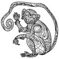 Zentangle Hand drawn vector doodle ornate Monkey illustration Royalty Free Stock Photo