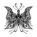 Zentangle lace butterfly for tattoo or coloring page Royalty Free Stock Photo