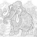 Zentangle mammoth elephant Royalty Free Stock Photo