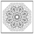 Zentangle mandala - coloring book page for adults, relax and meditation, vector, doodle