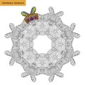 Zentangle mandala - coloring book page for adults, relax and meditation, vector, doodling