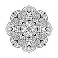 Zentangle Mandala in monochrome doodle style. Hand drawn vector