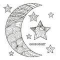 Zentangle moon and star. Design Zentangle.