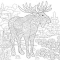 Zentangle moose forest animal