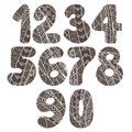 Zentangle numbers set. Collection of doodle numbers with zentangle elements.