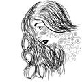 Zentangle portrait of girl face in profile Royalty Free Stock Photo