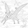 Zentangle pterodactyl dinosaur