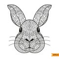 Zentangle Rabbit head for for adult antistress coloring page Royalty Free Stock Photo