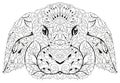 Zentangle rabbit head. Hand drawn decorative vector illustration for coloring