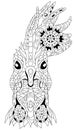 Zentangle rooster head. Hand drawn decorative vector illustration for coloring