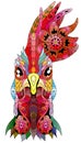 Zentangle rooster head. Hand drawn decorative vector illustration