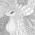 Zentangle Rooster vector illustration. Symbol 2017 New Year. Han