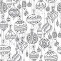 Zentangle sketch style xmas baubles pattern