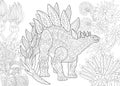 Zentangle stegosaurus dinosaur