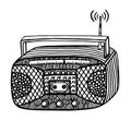 zentangle style retro radio streo vector illustration Royalty Free Stock Photo