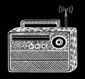 zentangle style retro radio streo vector illustration, hand drawing Royalty Free Stock Photo