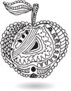 Zentangle stylized apple, vector illustration, artistically draw