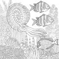 Zentangle stylized aquarium Royalty Free Stock Photo