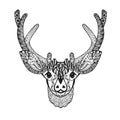 Zentangle stylized baby deer. Sketch for tattoo or t-shirt.