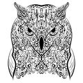 Zentangle stylized Black Owl vector illustration Royalty Free Stock Photo