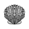 Zentangle stylized black sea shell. Hand Drawn doodle vector il