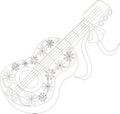 Zentangle, stylized black and white guitar, hand drawn, vector Royalty Free Stock Photo