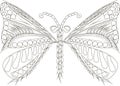 Zentangle stylized butterfly black and white hand drawn Royalty Free Stock Photo