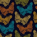 Zentangle stylized Butterfly seamless pattern for fabric.