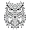 Zentangle stylized cartoon eagle owl isolated on white background Royalty Free Stock Photo