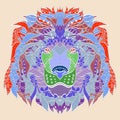 Zentangle stylized cartoon head of a lion Royalty Free Stock Photo