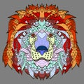 Zentangle stylized cartoon head of a lion Royalty Free Stock Photo