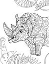 Zentangle stylized cartoon rhino rhinoceros , isolated on white background. Hand drawn sketch for adult antistress Royalty Free Stock Photo