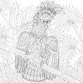 Zentangle stylized cockatoo parrot