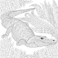 Zentangle stylized crocodile (alligator)