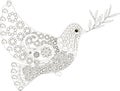 Zentangle stylized dove of peace black and white hand drawn, vector Royalty Free Stock Photo