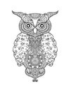 Zentangle stylized eagle owl. Royalty Free Stock Photo