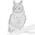 Zentangle stylized eagle owl Royalty Free Stock Photo