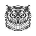 Zentangle stylized eagle owl head. Tribal sketch for tattoo or t-shirt. Royalty Free Stock Photo