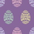 Zentangle stylized Easter pastel Eggs seamless pattern. Royalty Free Stock Photo