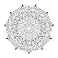 Zentangle stylized elegant round Indian Mandala.